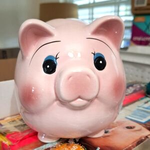Charming Pink Piggy Bank. Preowned